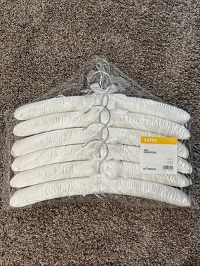 At Home Satin Padded Hangers - White, 6 Pack